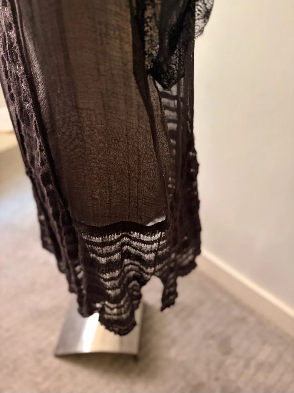 Free People Sheer Black Embroidered Midi Dress